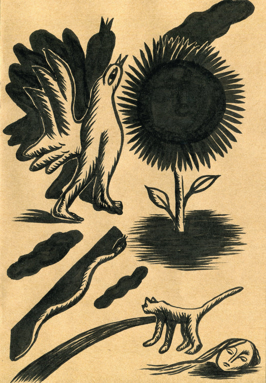Lilia Petrova, print A4/A5 "Animals and sunflower" 